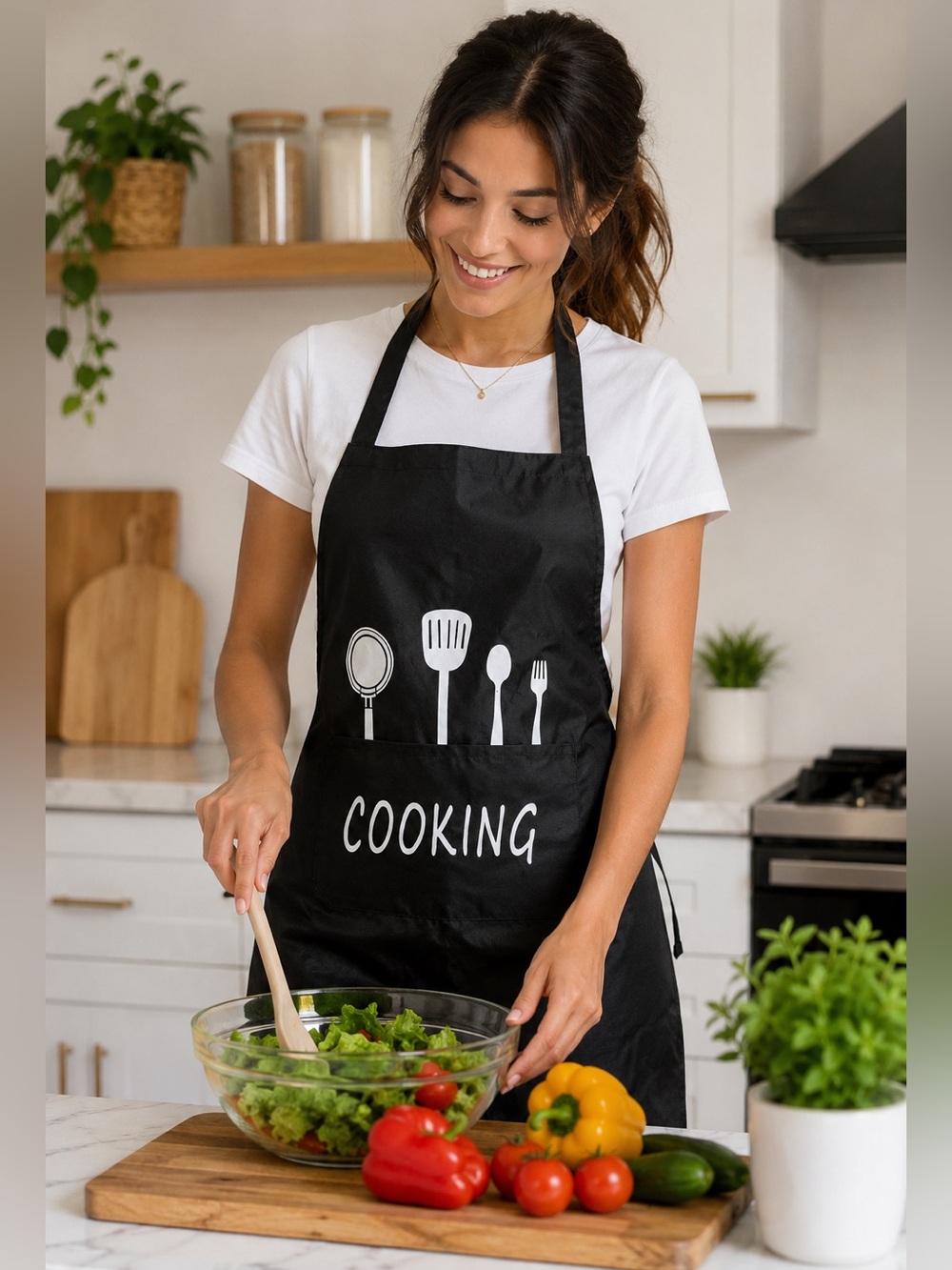 Black Cooking Apron – Kitchen & BBQ Apron